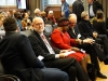 The audience in the Academy Building for the presentation of the Ng'ambo Atlas, with (front) the Ambassador of the Netherlands to Tanzania H.E. Mr Jeroen Verheul, (middle) the Ambassador of Tanzania to the Netherlands H.E. Mrs Irene Kasyanju, and (right) the Director of the ASCL Prof. Jan-Bart Gewald.